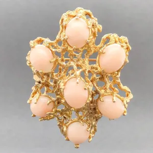 Estate 14K Y Gold 20.23cttw Angel Skin Coral Brooch