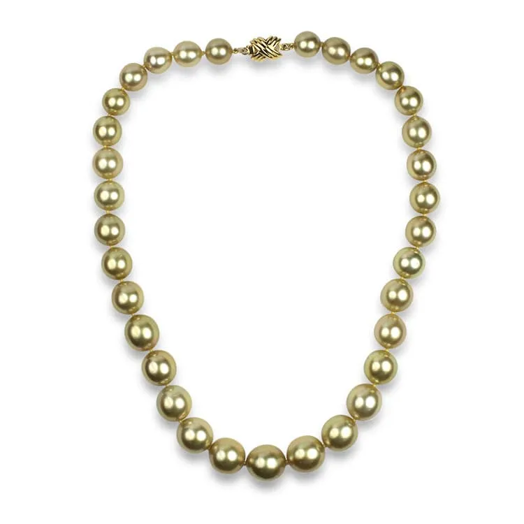 Estate 14K Yellow Gold Golden South Sea Cultured Pearl 15" Necklace