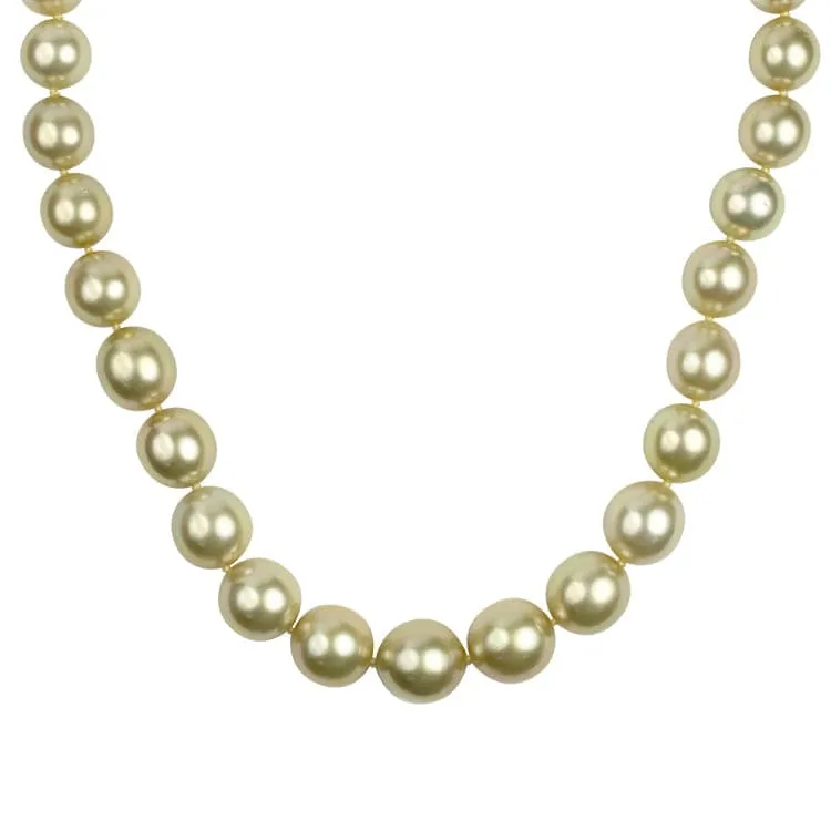 Estate 14K Yellow Gold Golden South Sea Cultured Pearl 15" Necklace