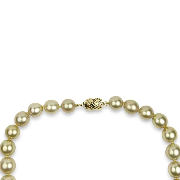 Estate 14K Yellow Gold Golden South Sea Cultured Pearl 15" Necklace