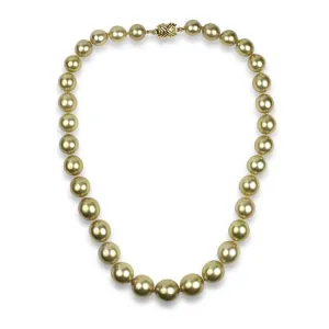 Estate 14K Yellow Gold Golden South Sea Cultured Pearl 15" Necklace