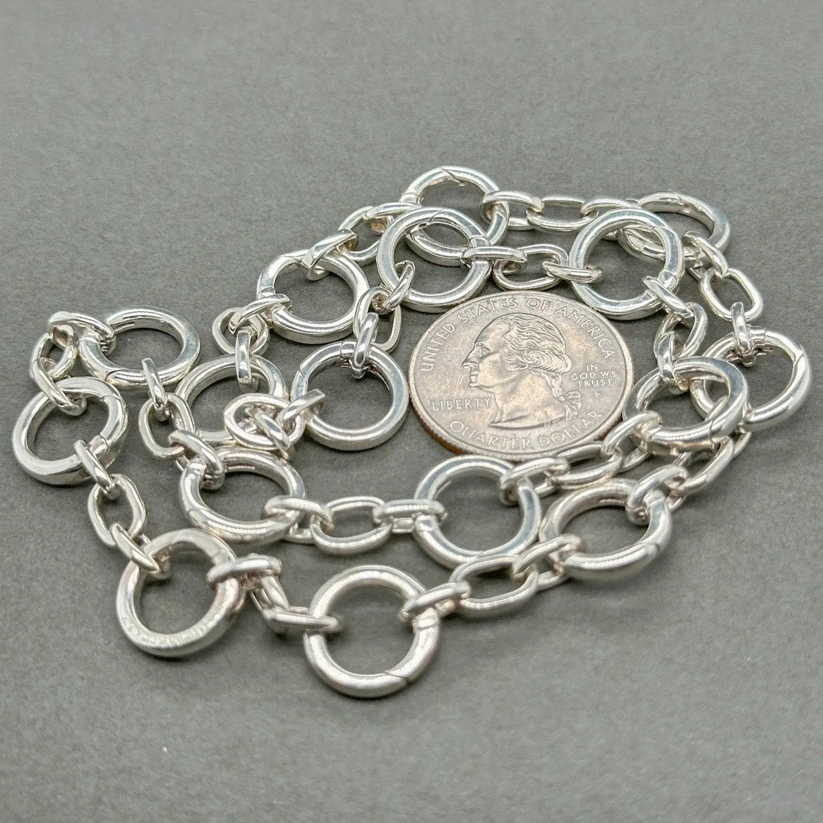 Estate Tiffany & Co. SS Round Clasping Link 16” Necklace