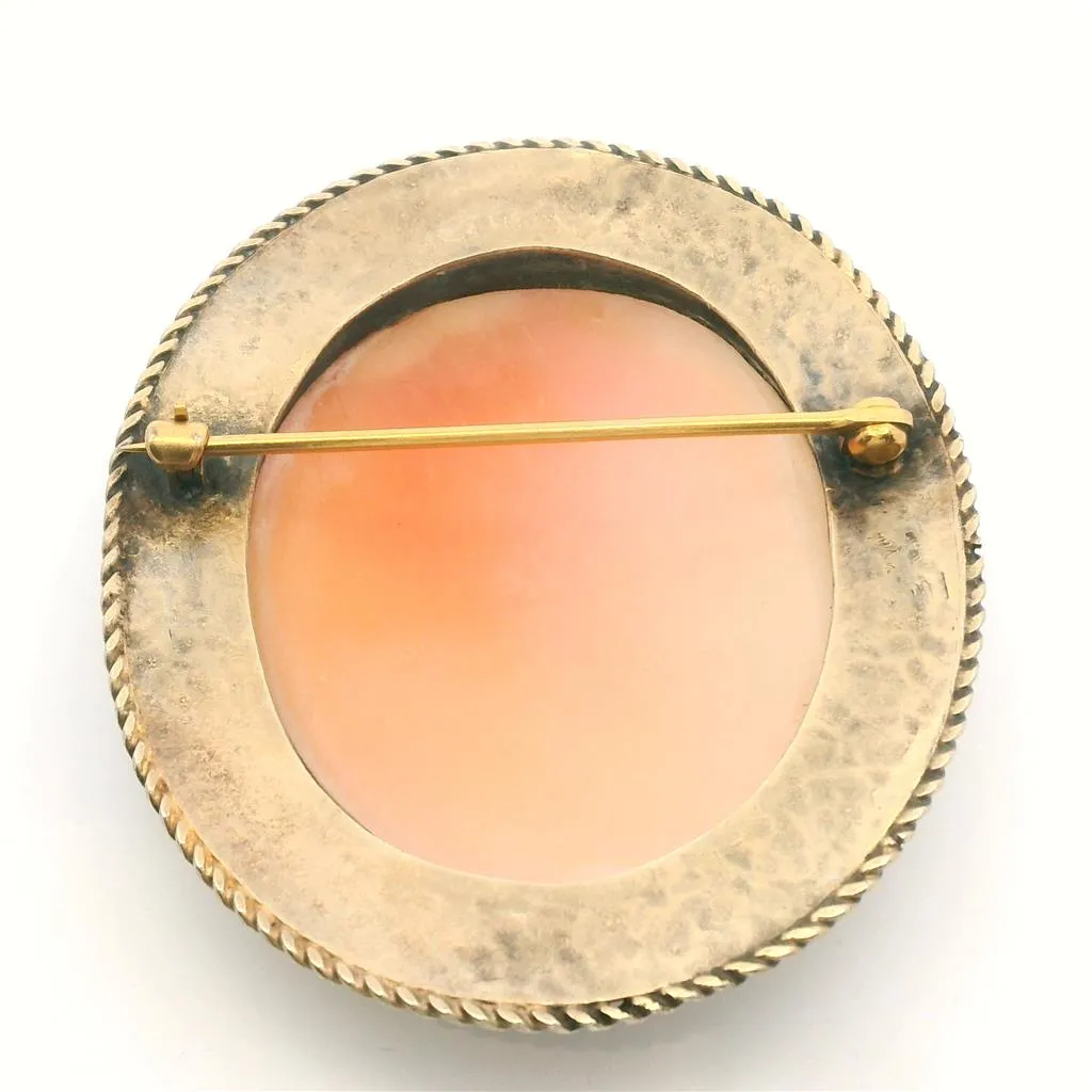 Estate Yellow Gold Tone Shell Cameo Brooch