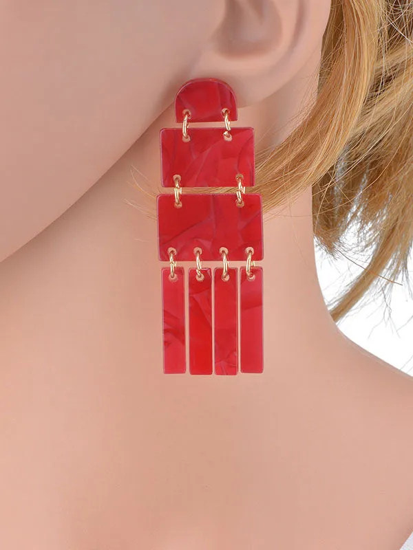 Exaggerated Acrylic Plate Geometric Earrings
