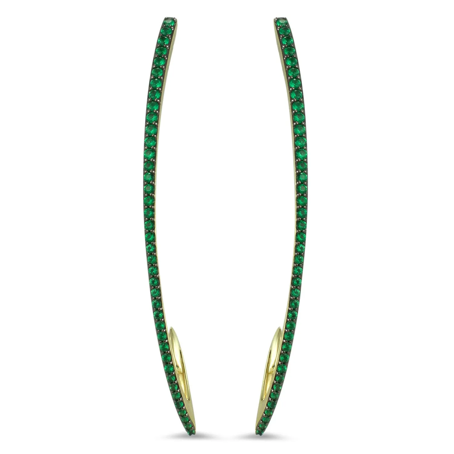 Exclamation Pavé Earring Large - 18K Gold Vermeil   CZ Vert