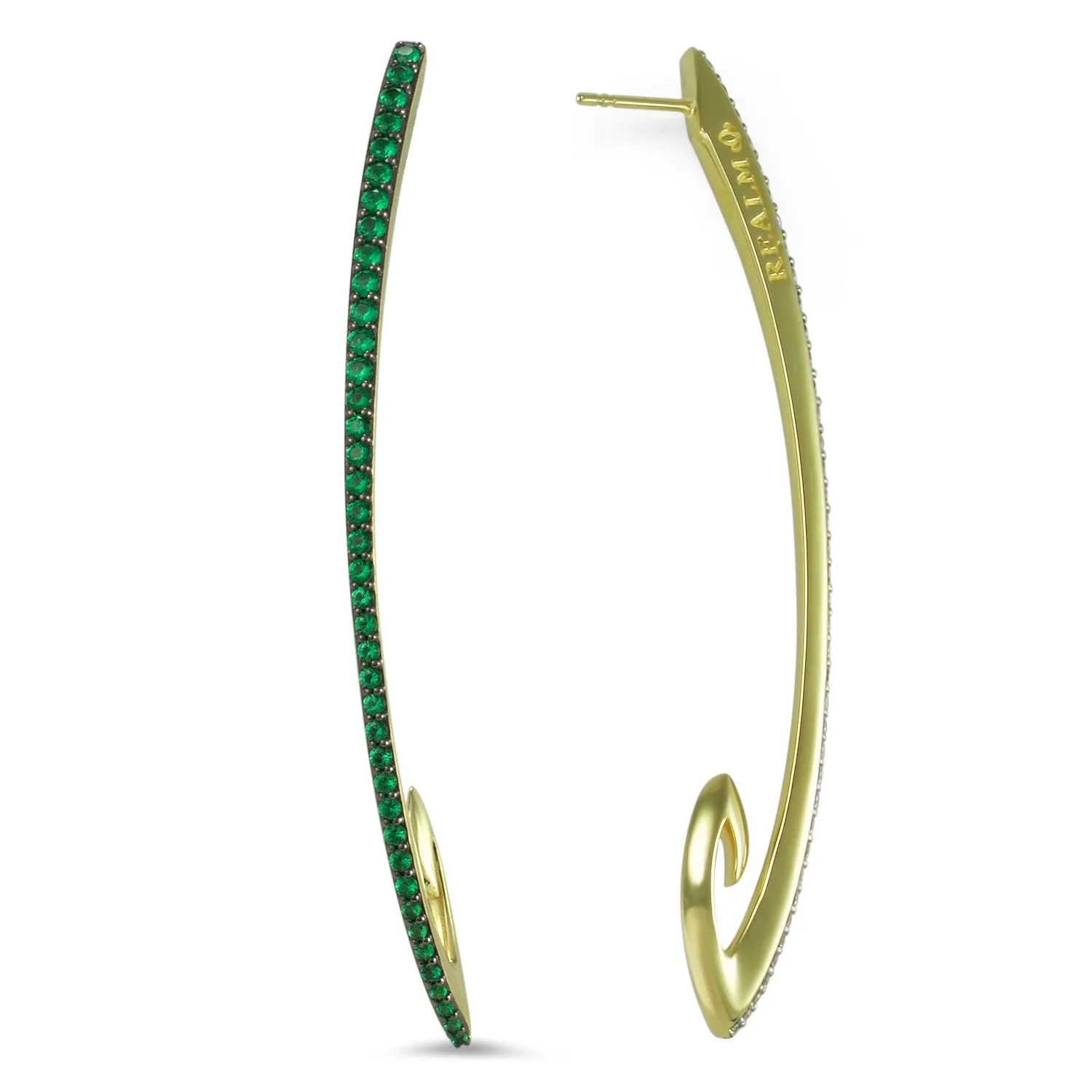 Exclamation Pavé Earring Large - 18K Gold Vermeil   CZ Vert