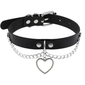 eYLun Women Leather Choker Collar Necklaces Punk Choker Goth Heart Chain Choker White