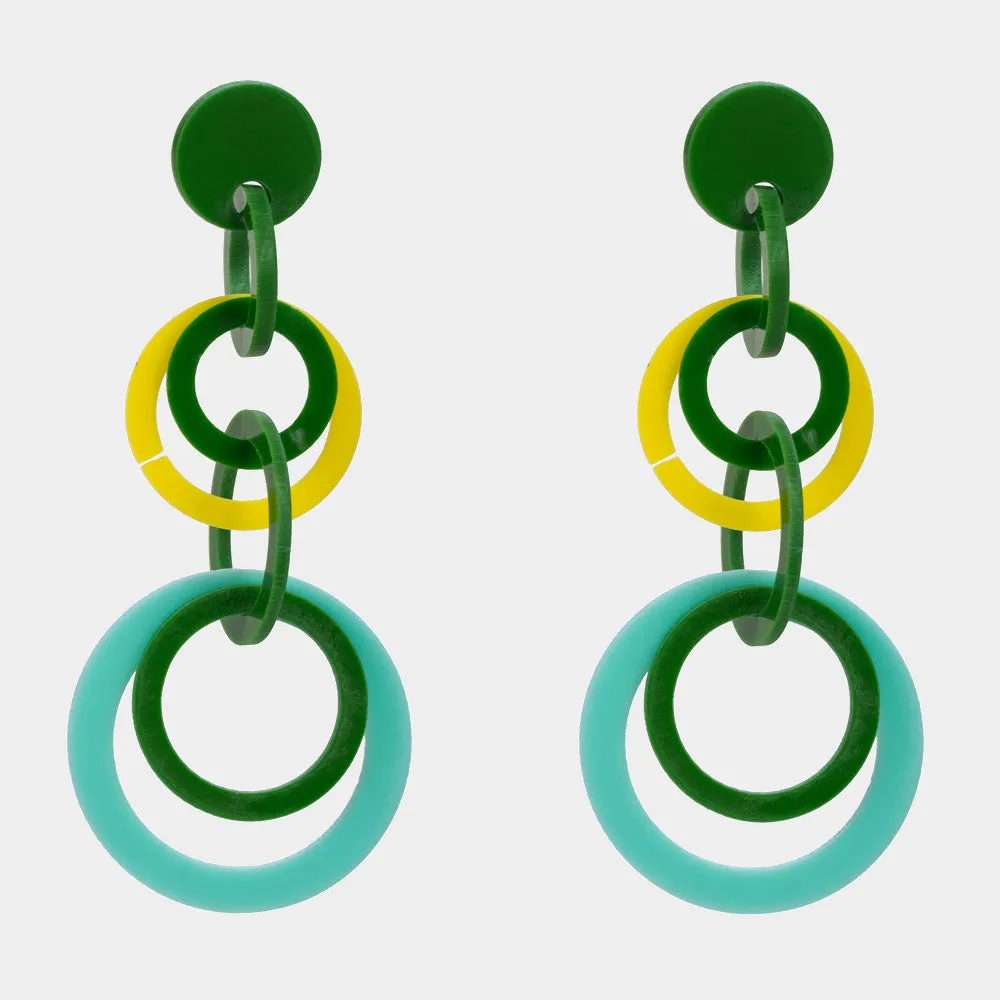 Fashion Geometric Acrylic Earrings Original Original Contrast Color Stitching Earrings