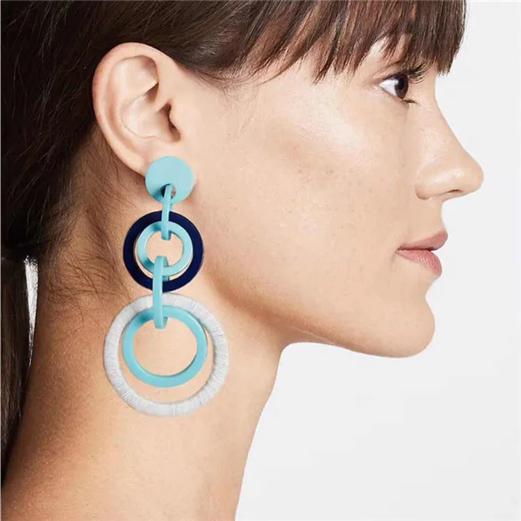 Fashion Geometric Acrylic Earrings Original Original Contrast Color Stitching Earrings