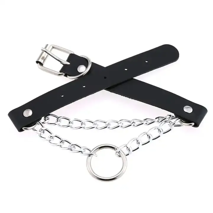 Faux Leather Padlock Choker