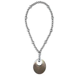FAUX PEARL AND BLACK MOTHER-OF-PEARL  STATEMENT PENDANT. BLACK/GRAY