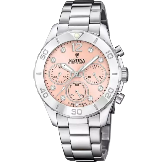 Festina Boyfriend Collection Ladies Pink Dial Stainless Steel Watch