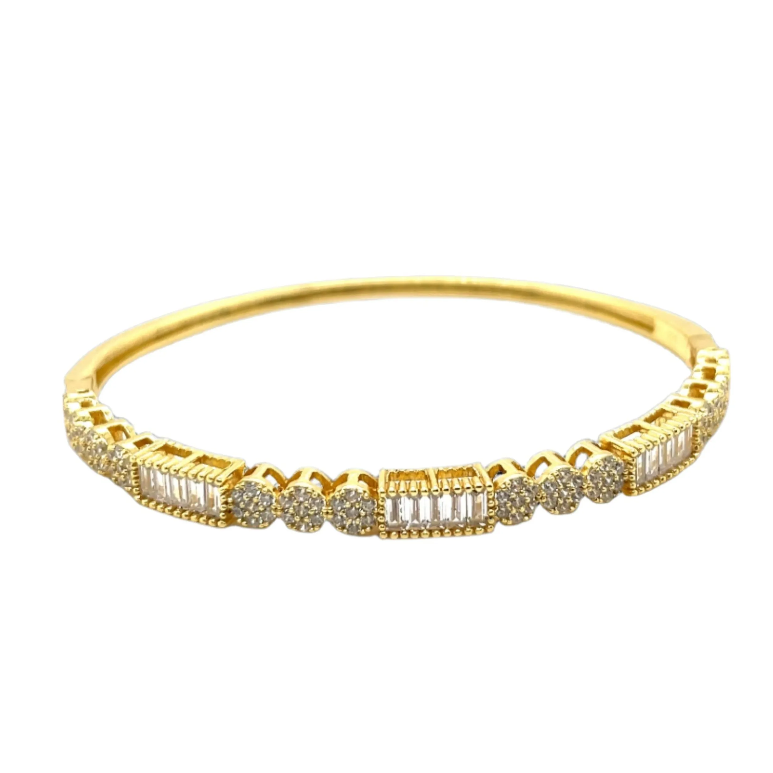 Festiv Round & Baguette Cubic Zirconia 925 Sterling Silver Bracelet Bangle