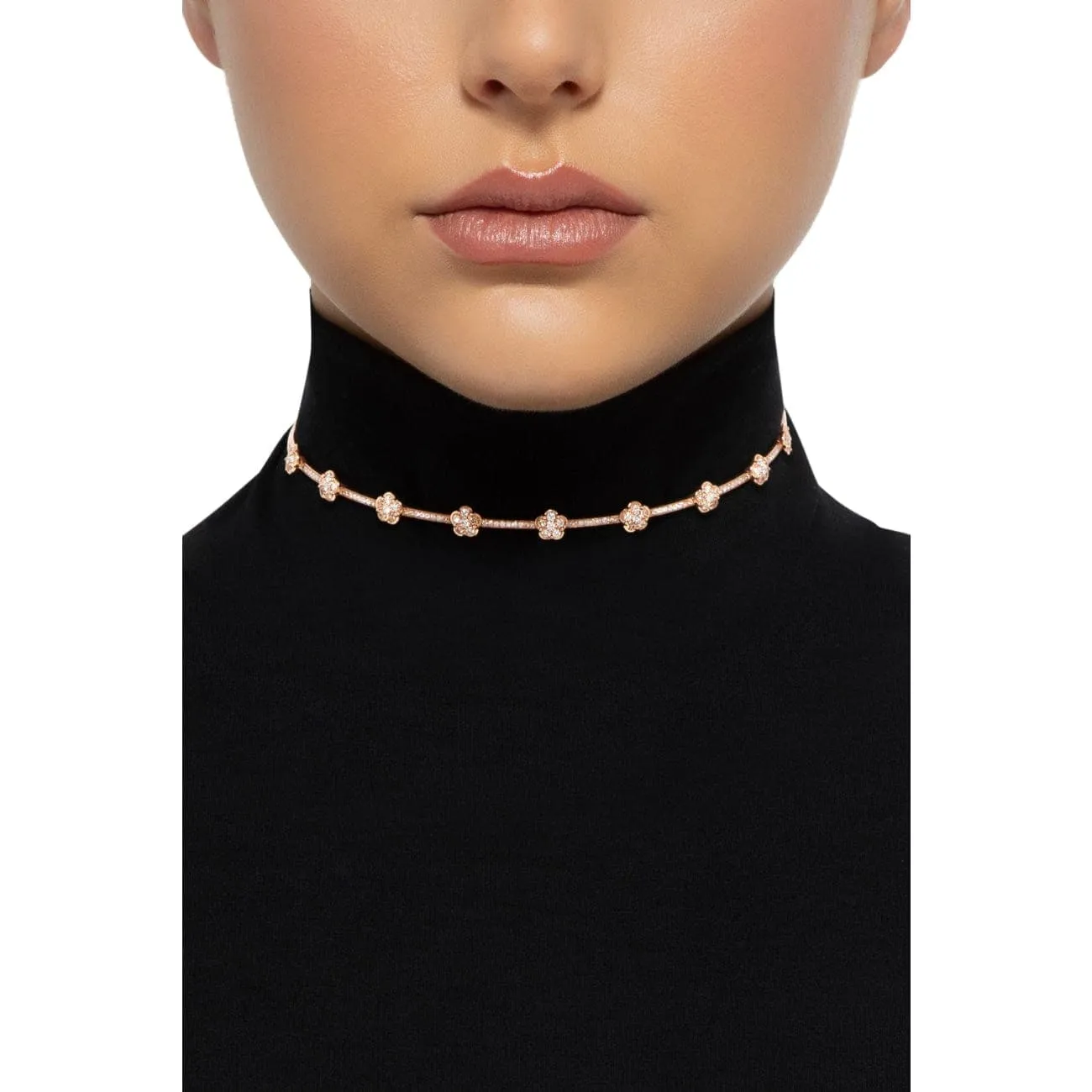Figlia Dei Fiori 18K Rose Gold Diamond Choker
