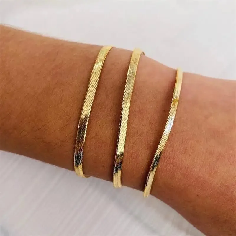 Flat Snake Bracelet: Titanium Steel U-Shape Design for Women