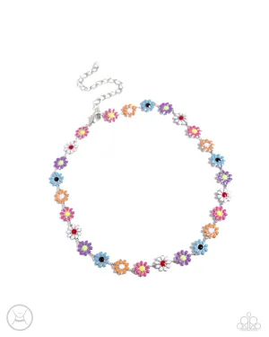 Floral Falsetto - Multi - Colorful Painted Flower Paparazzi Choker Necklace