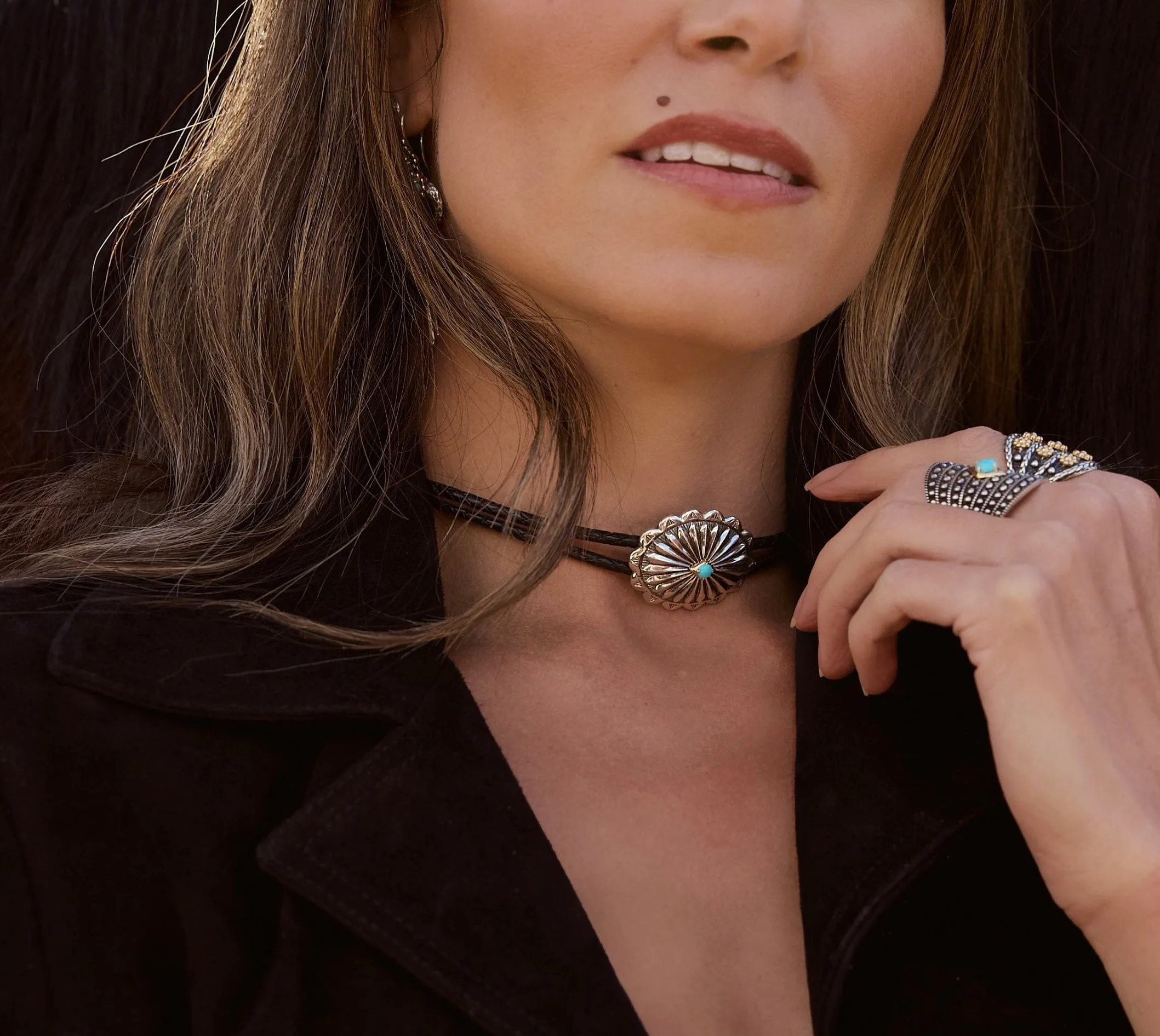 Flower Turquoise Concho Choker