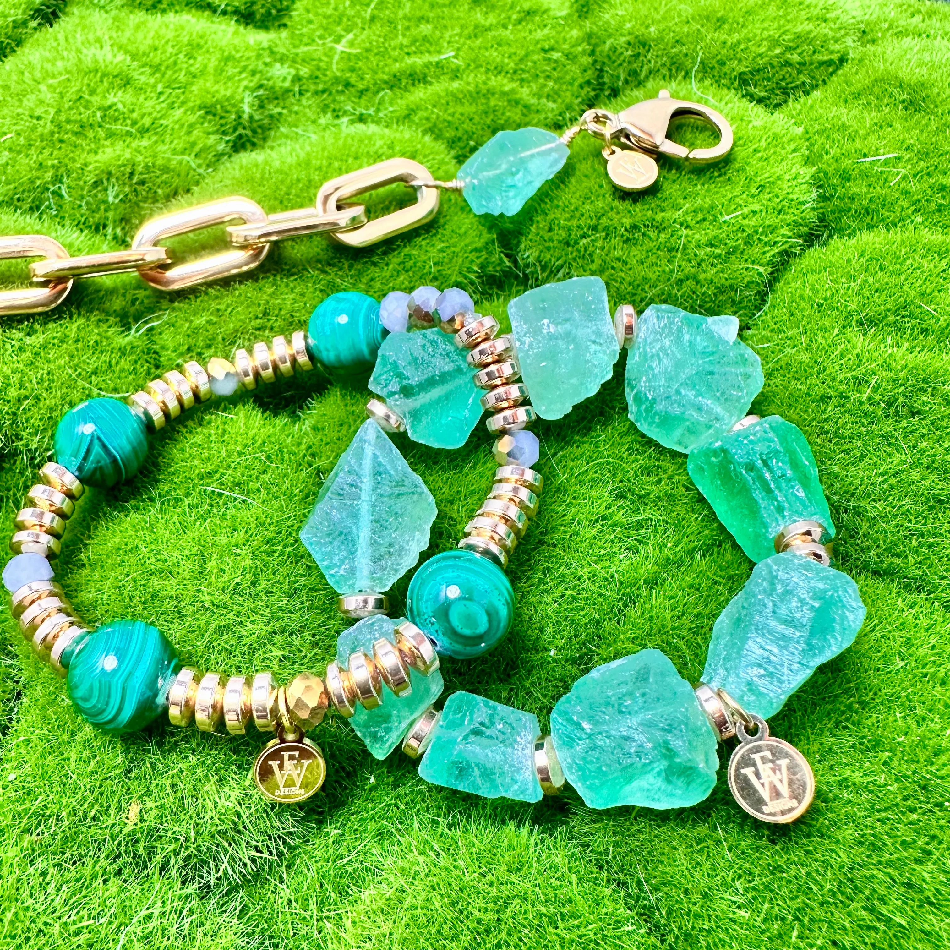 Fluorite bead stretchy bracelet 430-17   | Erika Williner Designs
