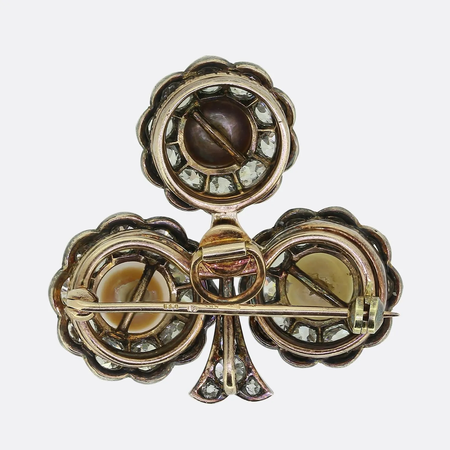 Friedrich Köchli Pearl and Diamond Clover Brooch