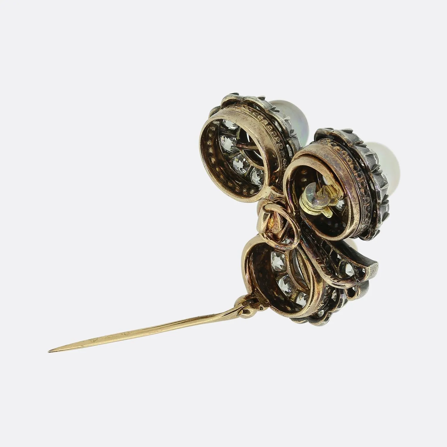 Friedrich Köchli Pearl and Diamond Clover Brooch