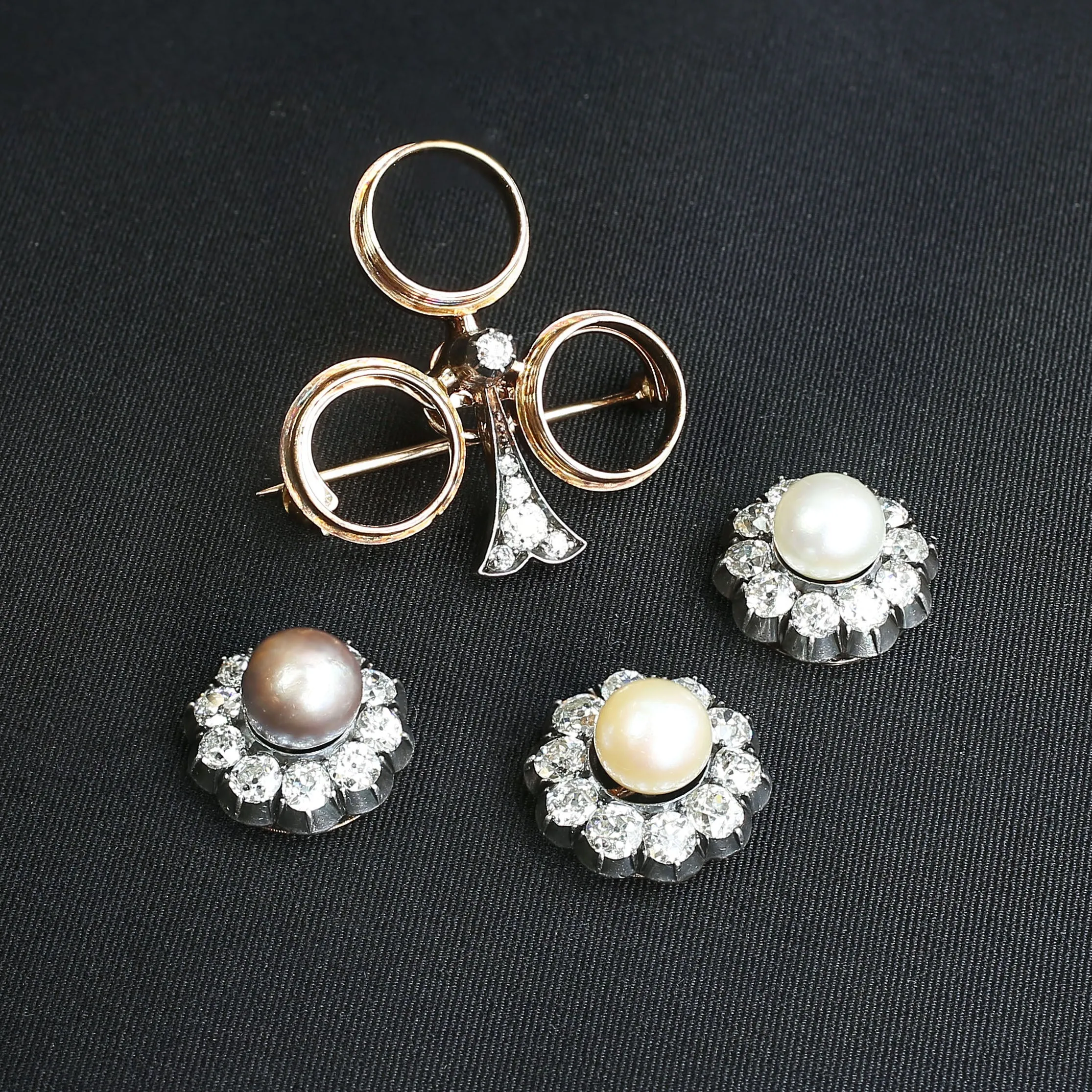 Friedrich Köchli Pearl and Diamond Clover Brooch