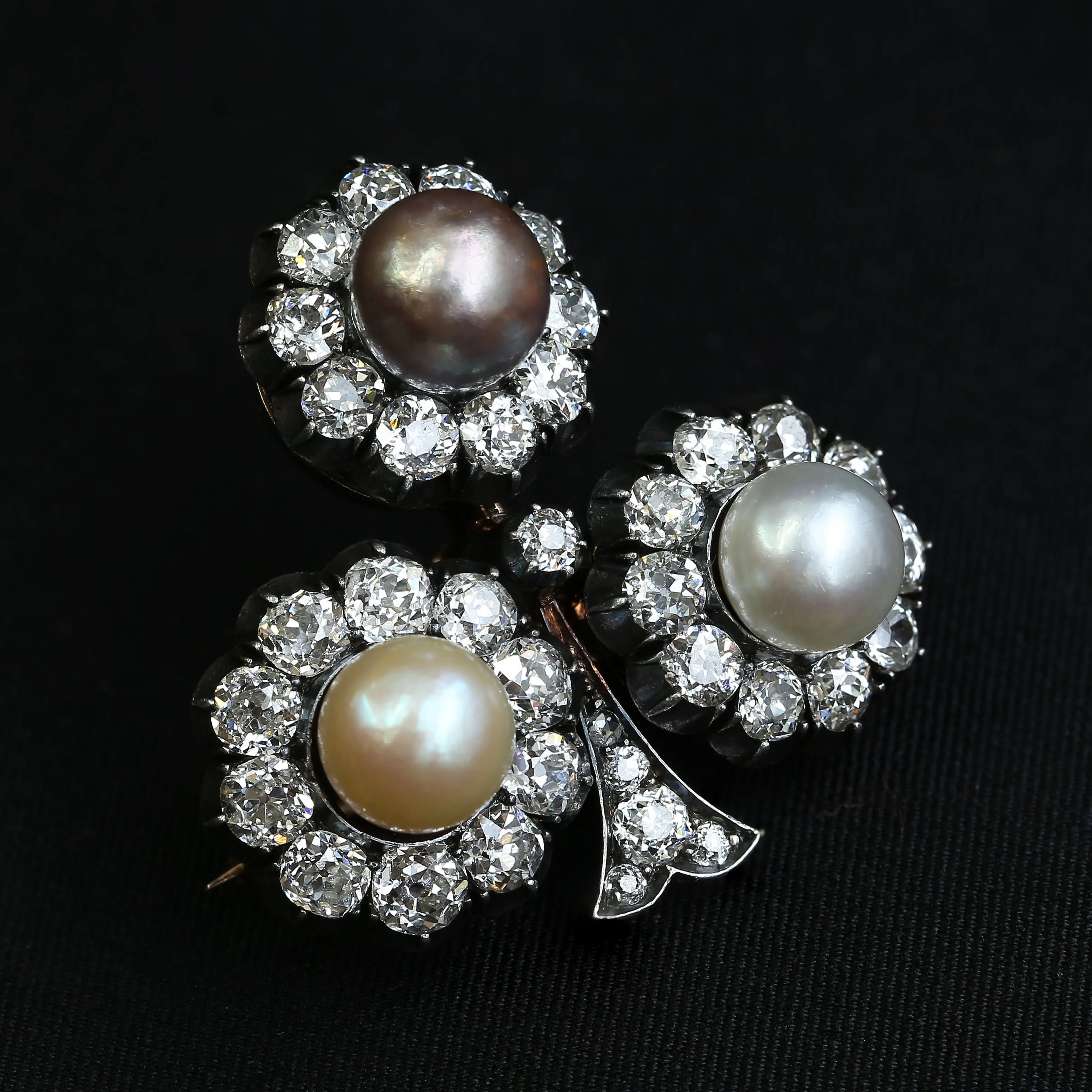Friedrich Köchli Pearl and Diamond Clover Brooch