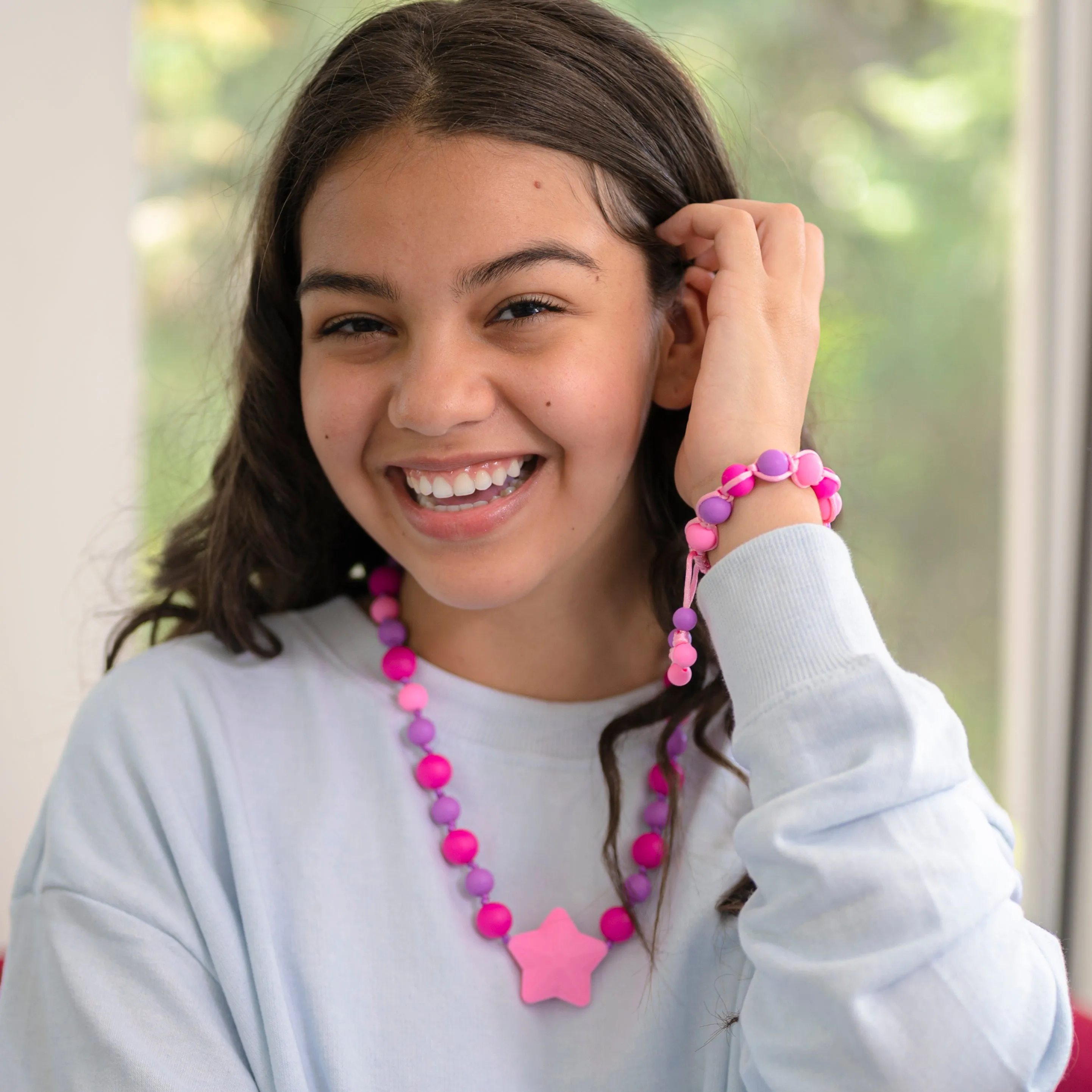 Fuchsia/Aqua/Pink Chew Bracelet