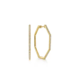 Gabriel & Co. Geometric Yellow Gold Diamond Hoop Earrings