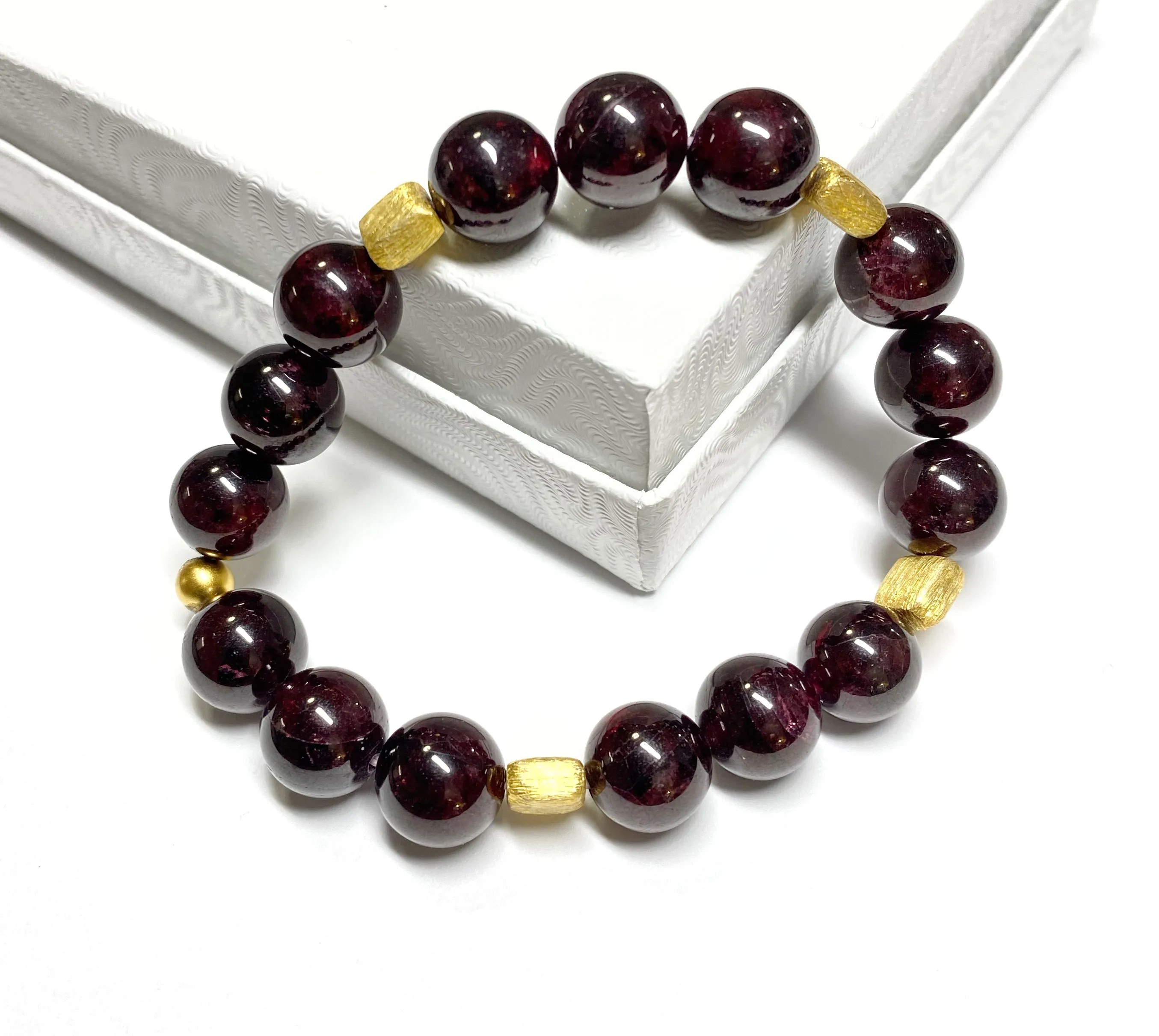 Garnet Stack and Burgundy Stretch Layering Bracelet