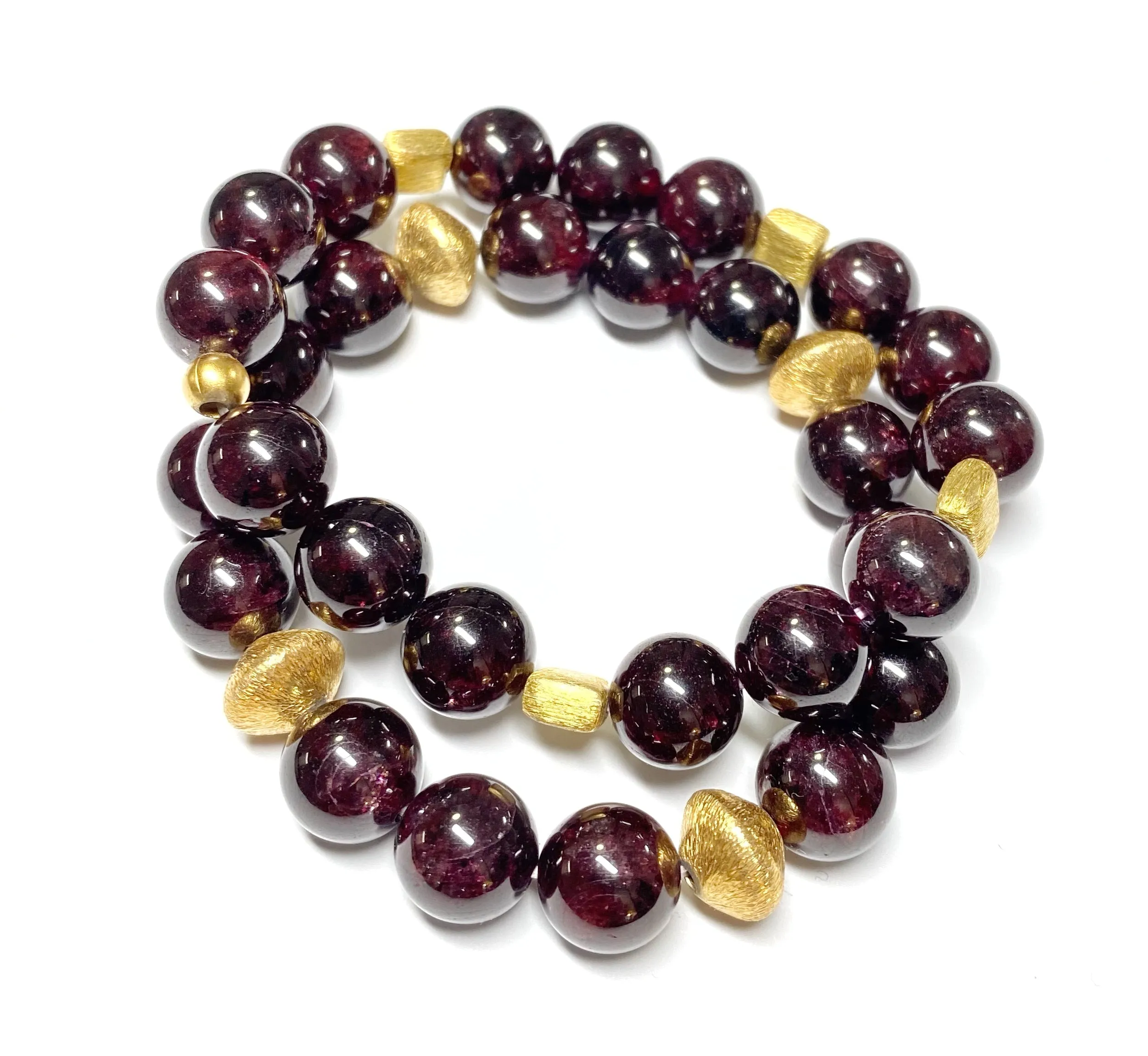 Garnet Stack and Burgundy Stretch Layering Bracelet