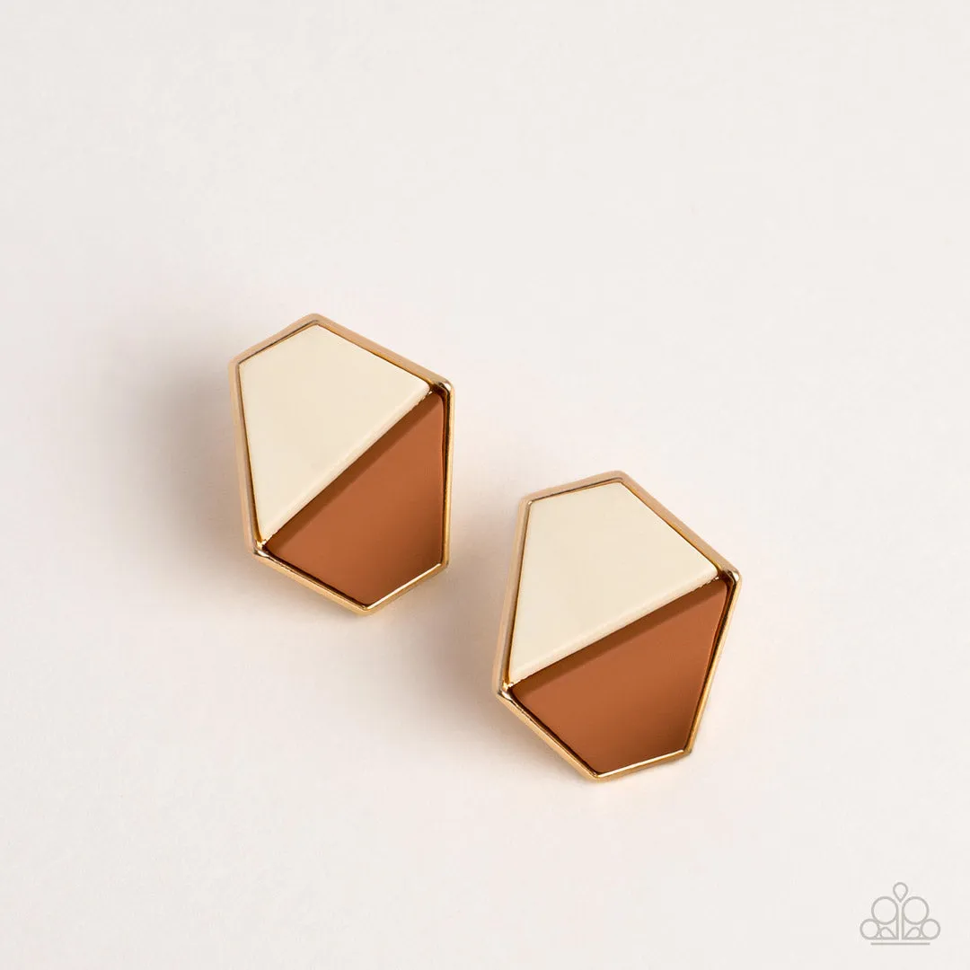 Generically Geometric - Brown Post Earring