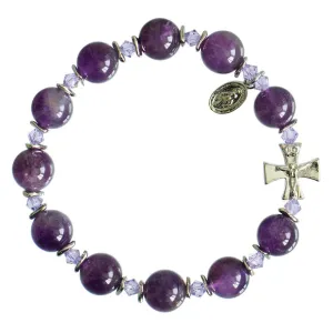Genuine Amethyst Rosary Bracelet (10mm)