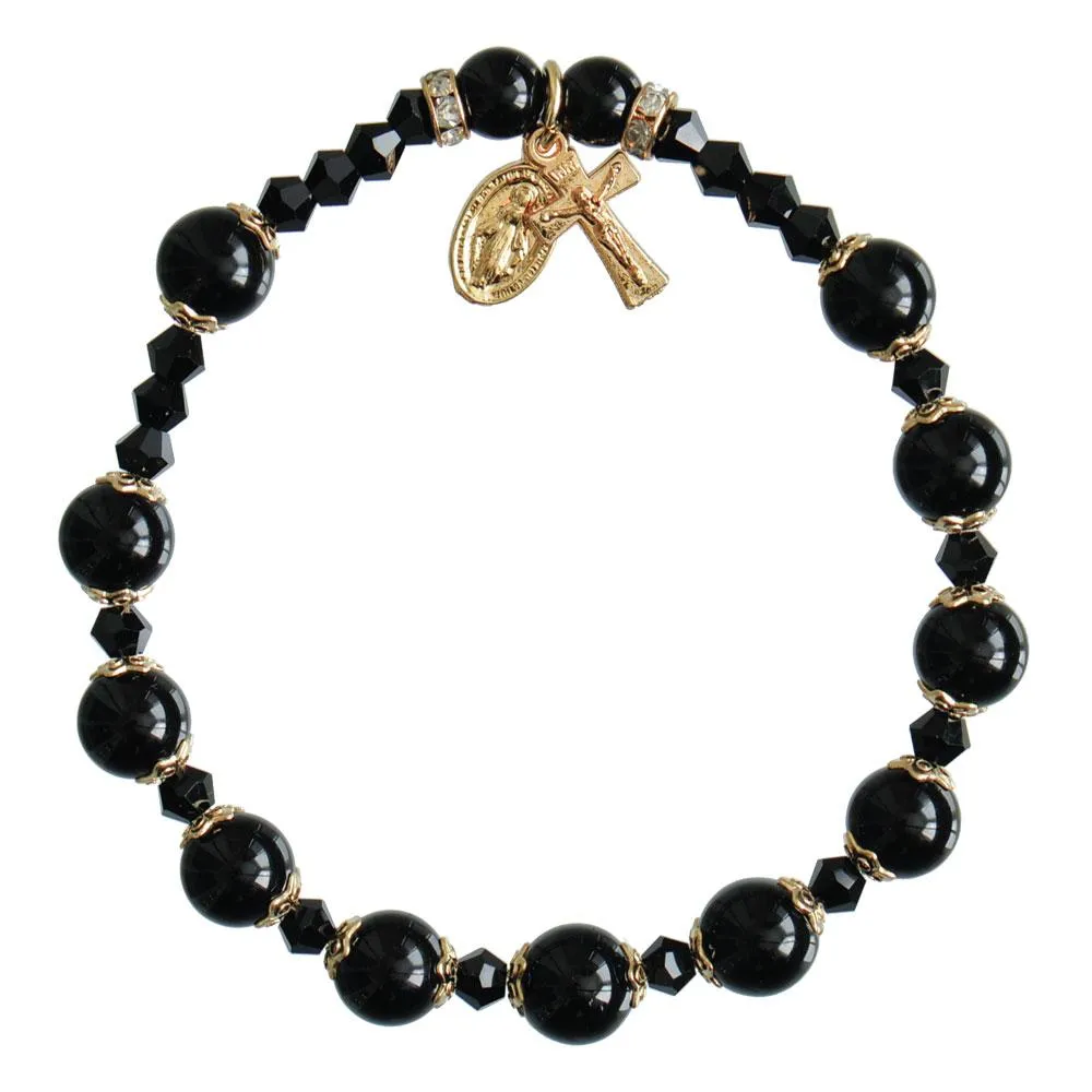 Genuine Black Onyx Rosary Bracelet (8 mm)