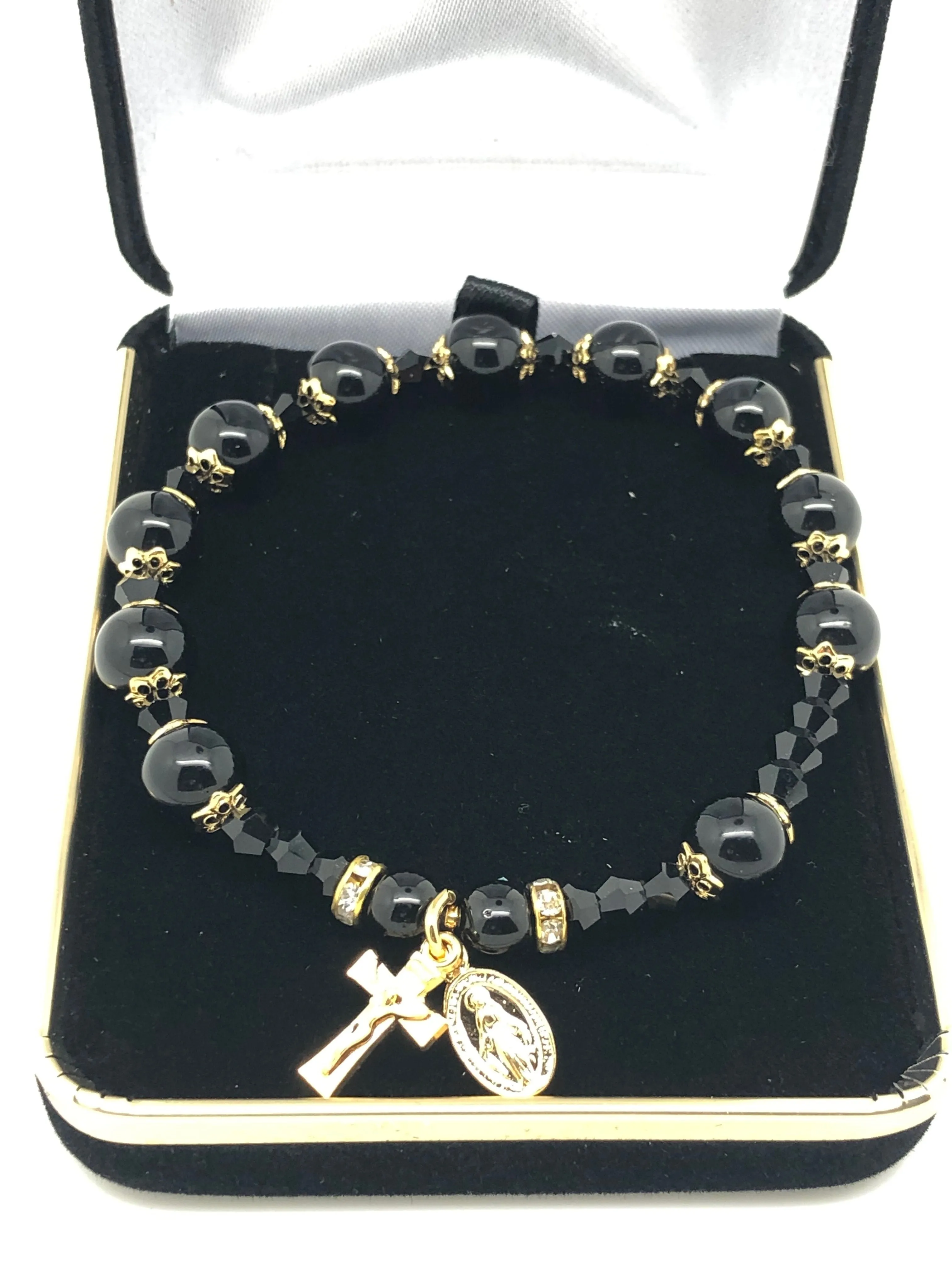 Genuine Black Onyx Rosary Bracelet (8 mm)
