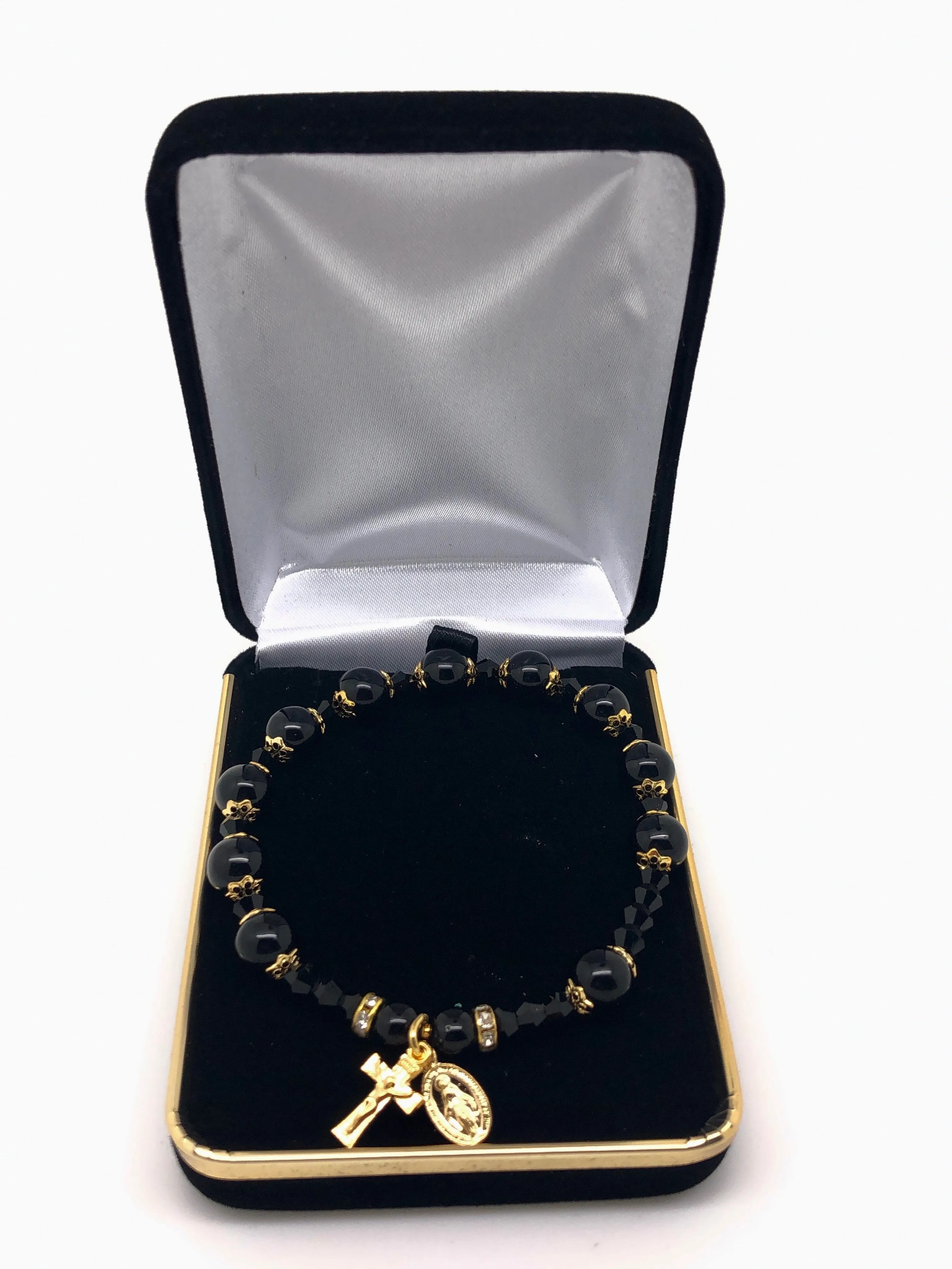 Genuine Black Onyx Rosary Bracelet (8 mm)