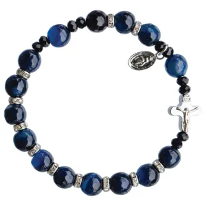 Genuine Blue Agate Rosary Bracelet (8 mm)
