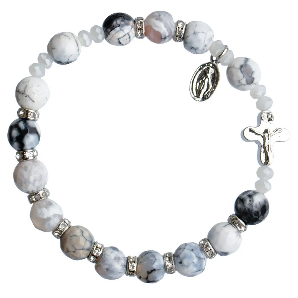 Genuine Howlite Rosary Bracelet (8 mm)