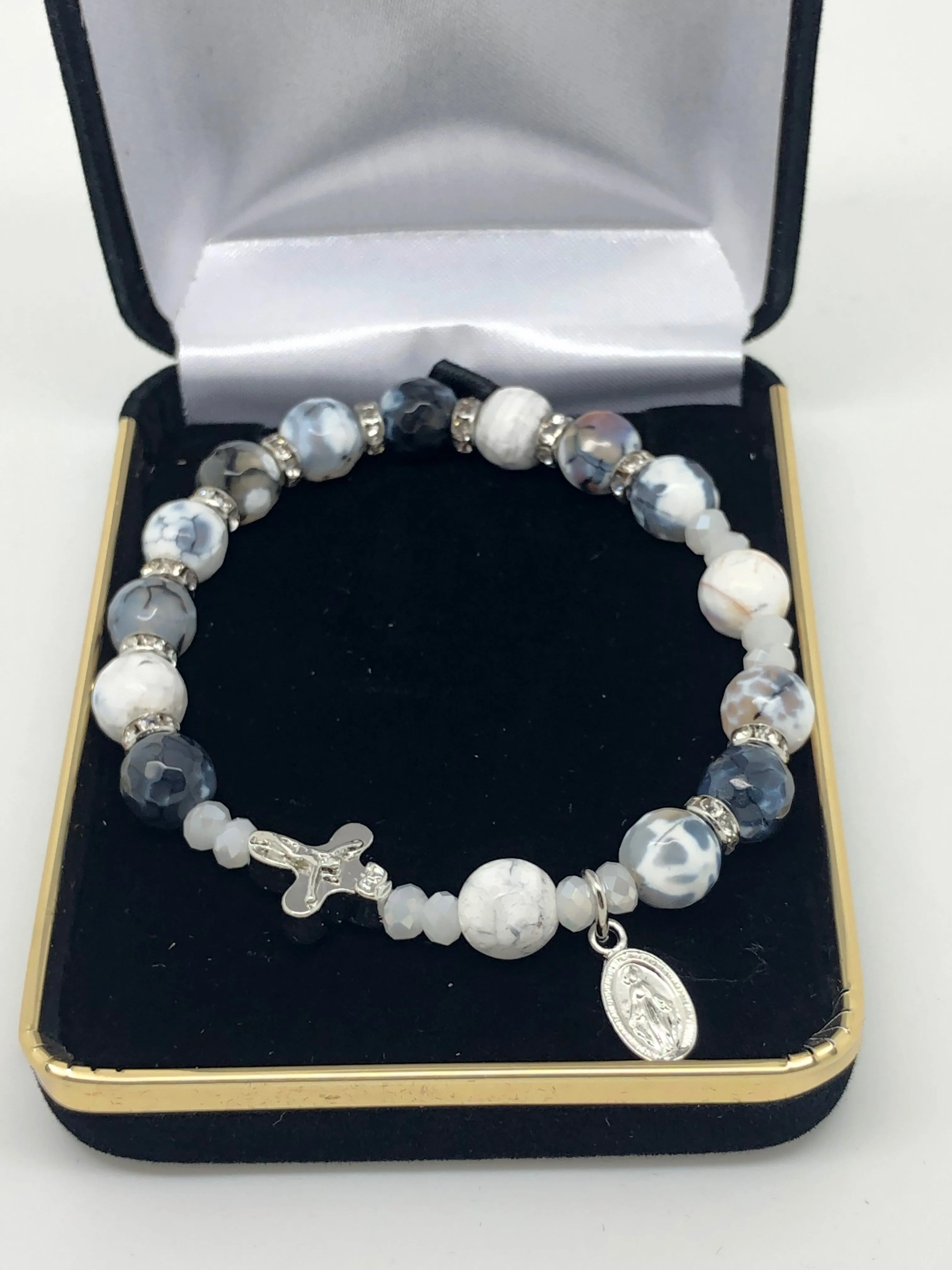 Genuine Howlite Rosary Bracelet (8 mm)
