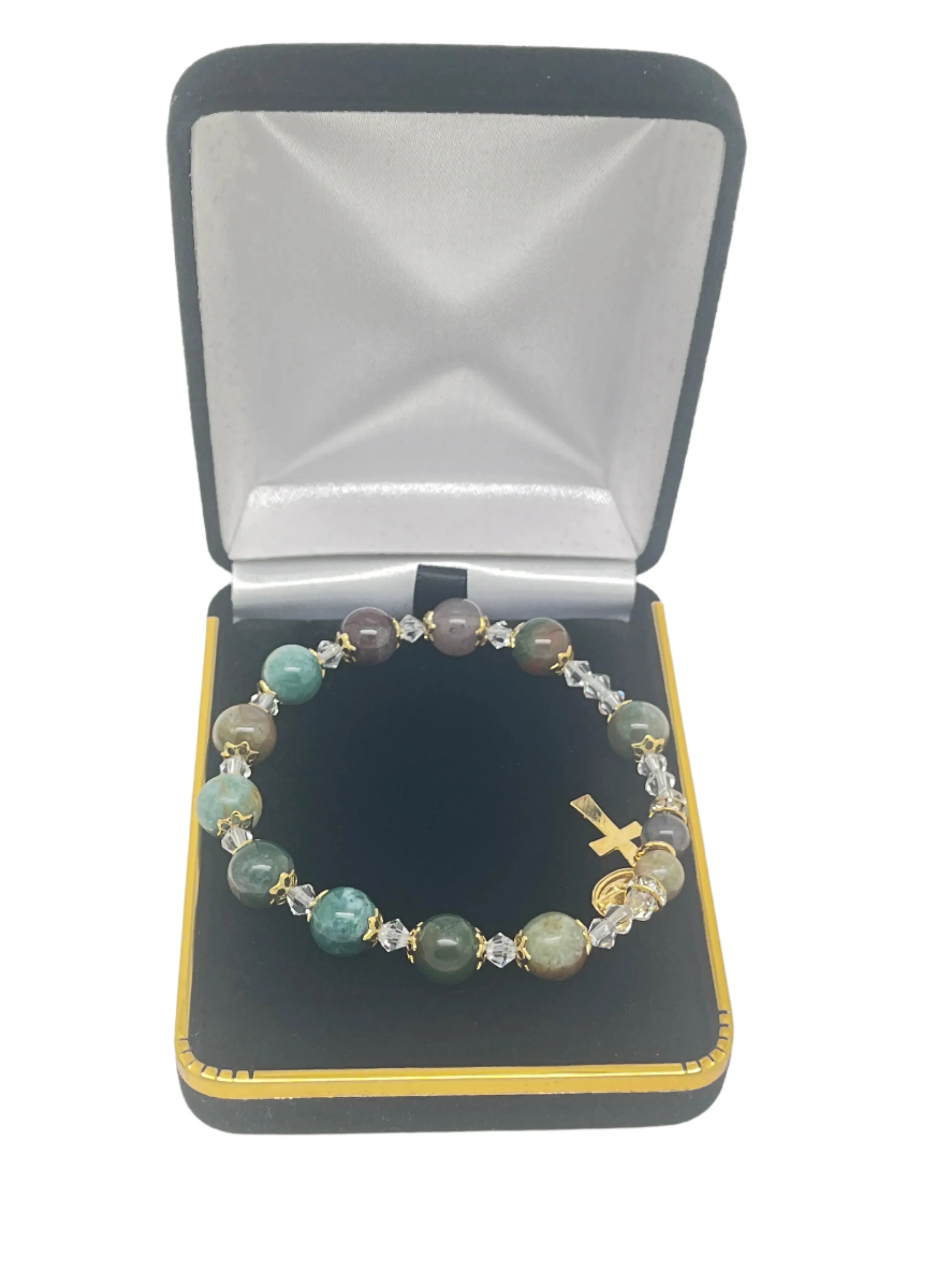 Genuine Multi-color Onyx Rosary Bracelet (8 mm)