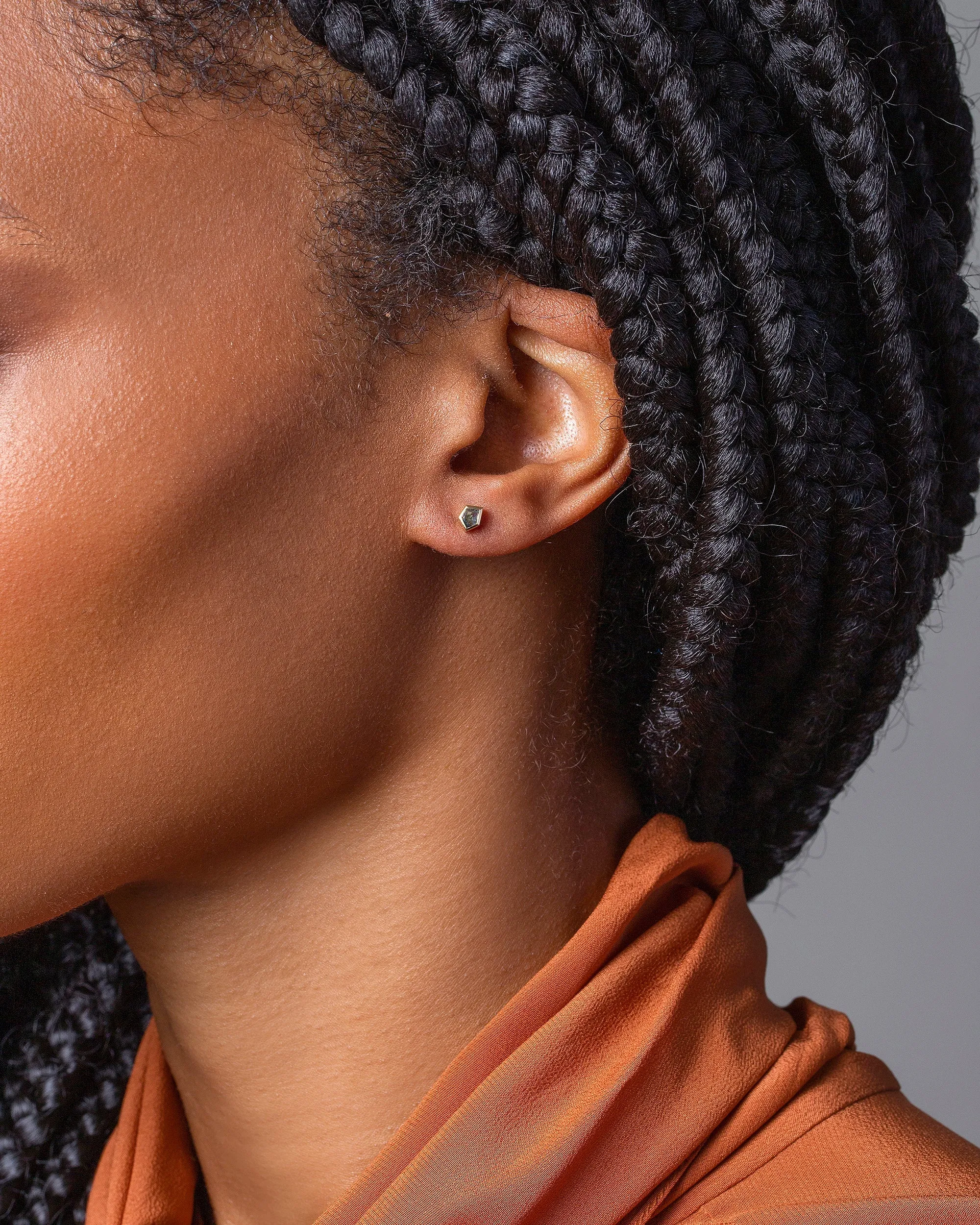 Geo Sapphire Single Stud Earring Single