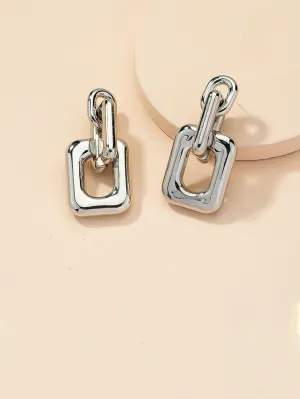 Geometric chain earrings - White Gold - FD ⚡