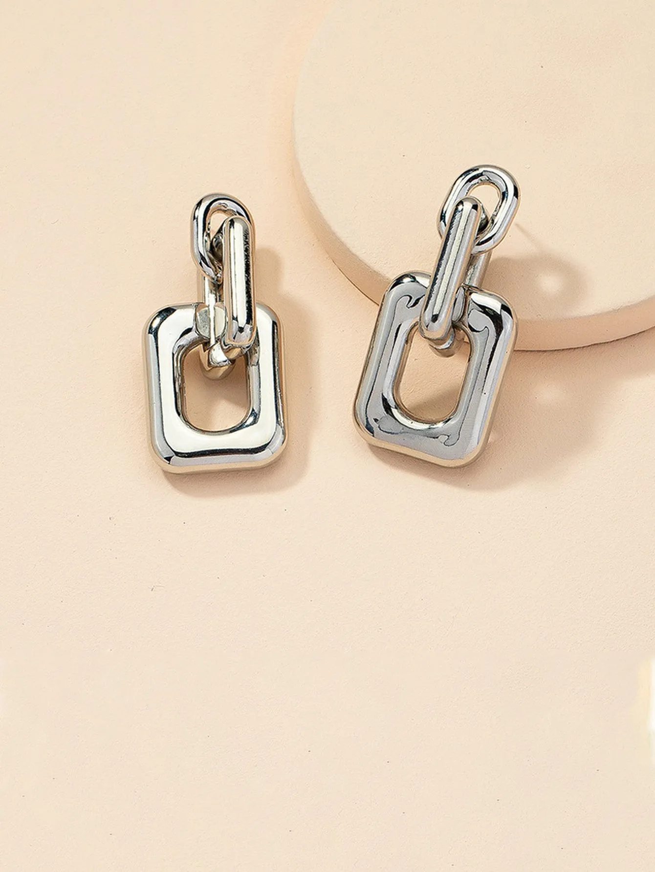Geometric chain earrings - White Gold - FD ⚡