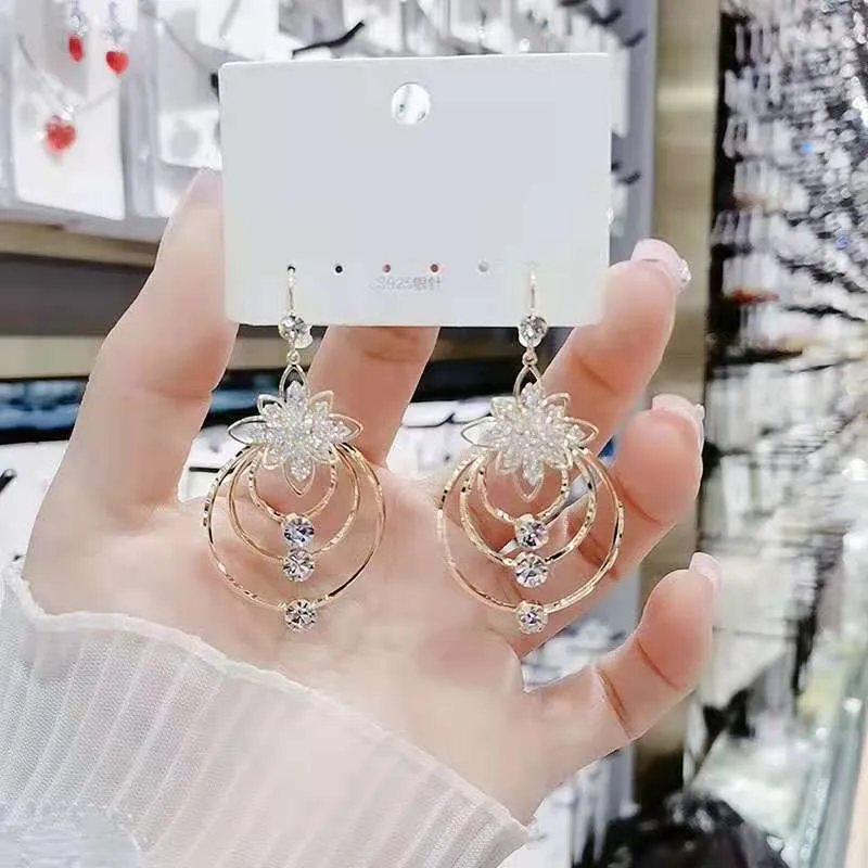 Geometric crystal glass earrings