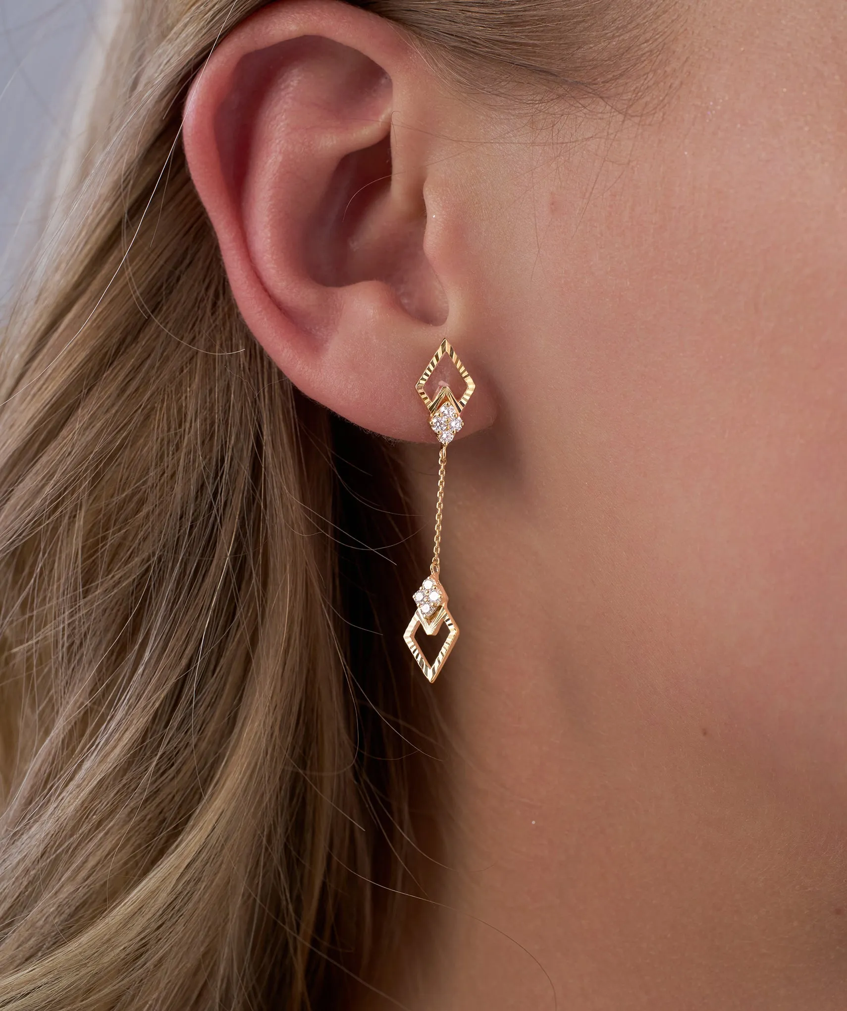 Geometric Diamond Drop Earrings