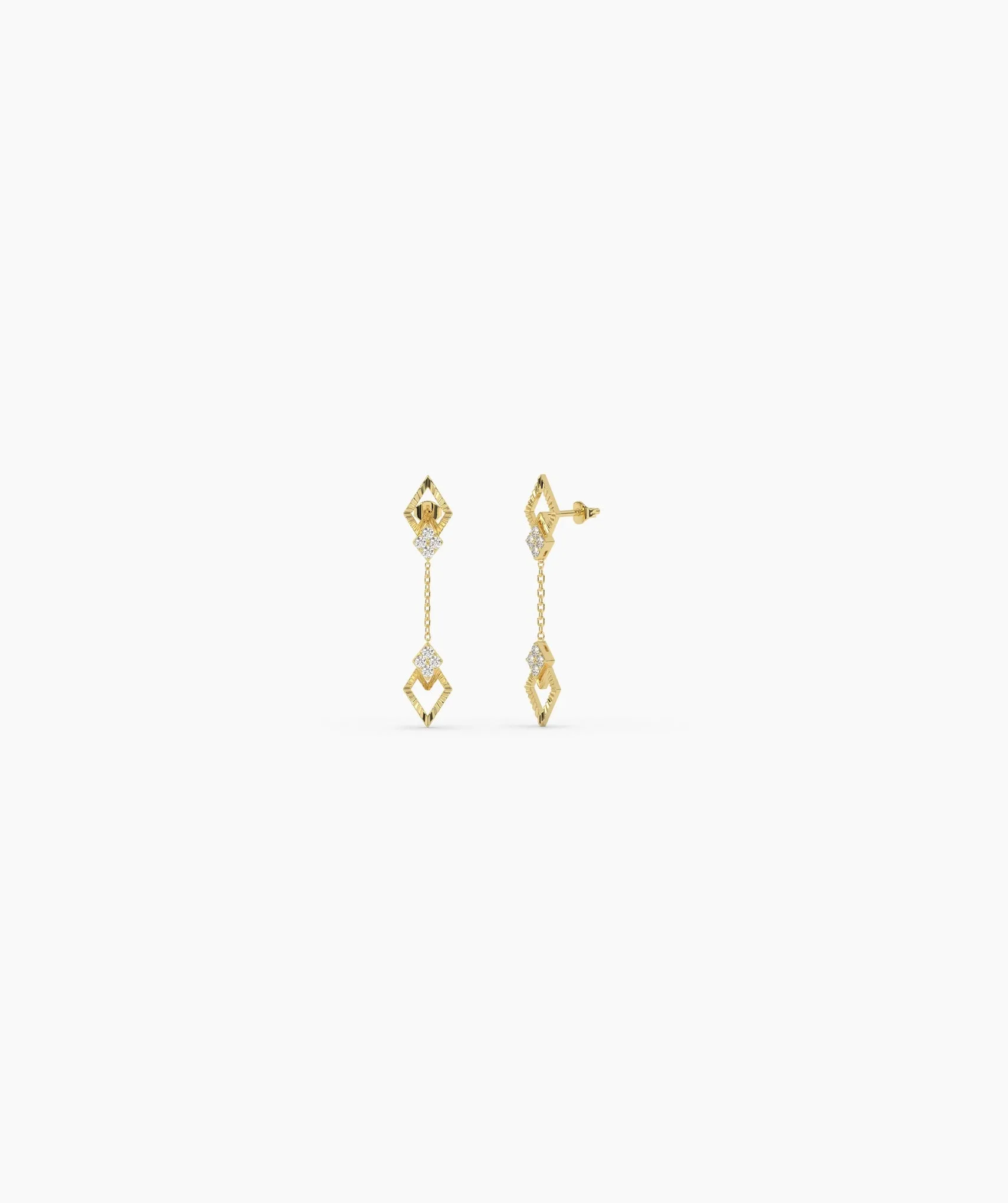 Geometric Diamond Drop Earrings