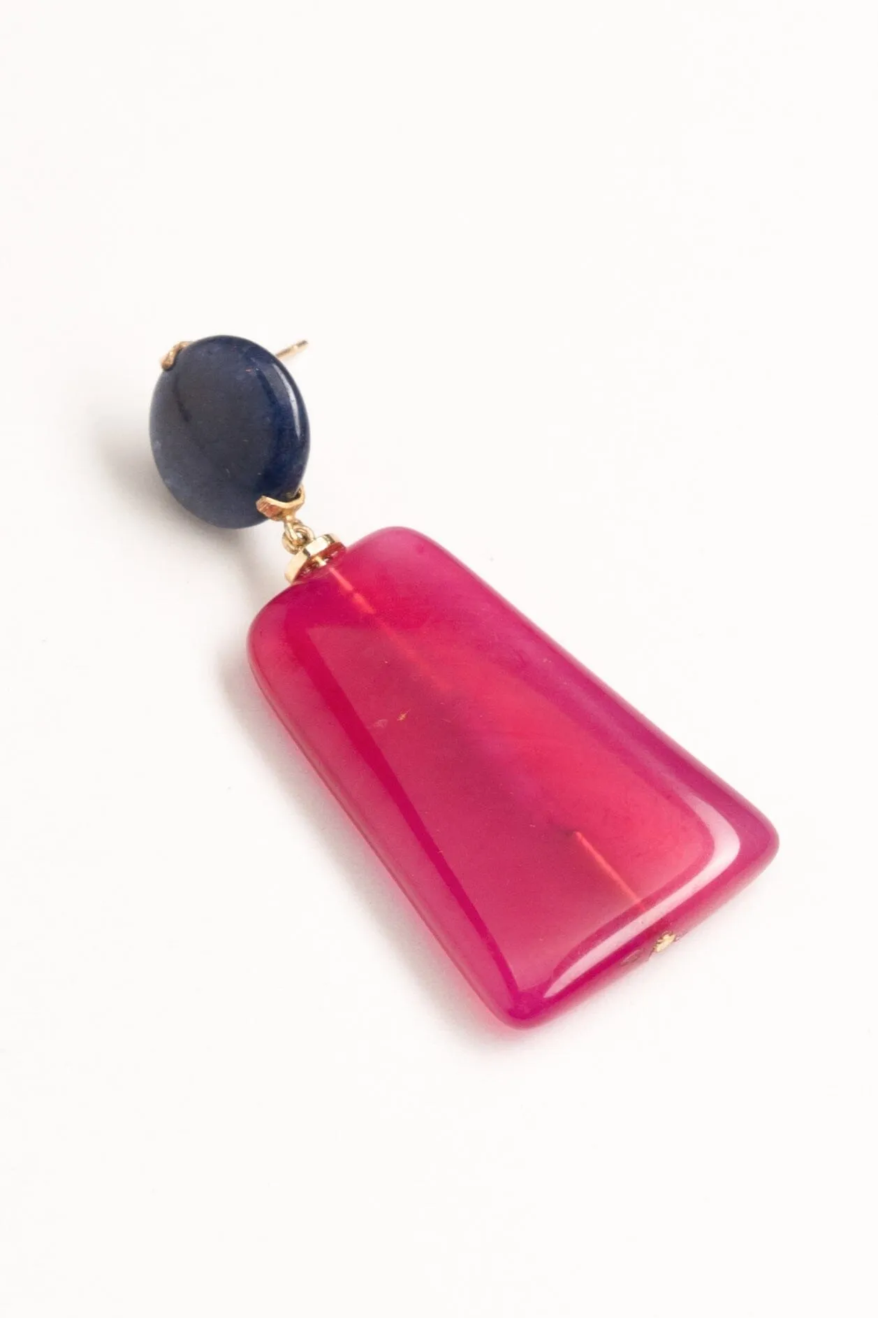 Geometric Fuschia Blue Drop Earrings