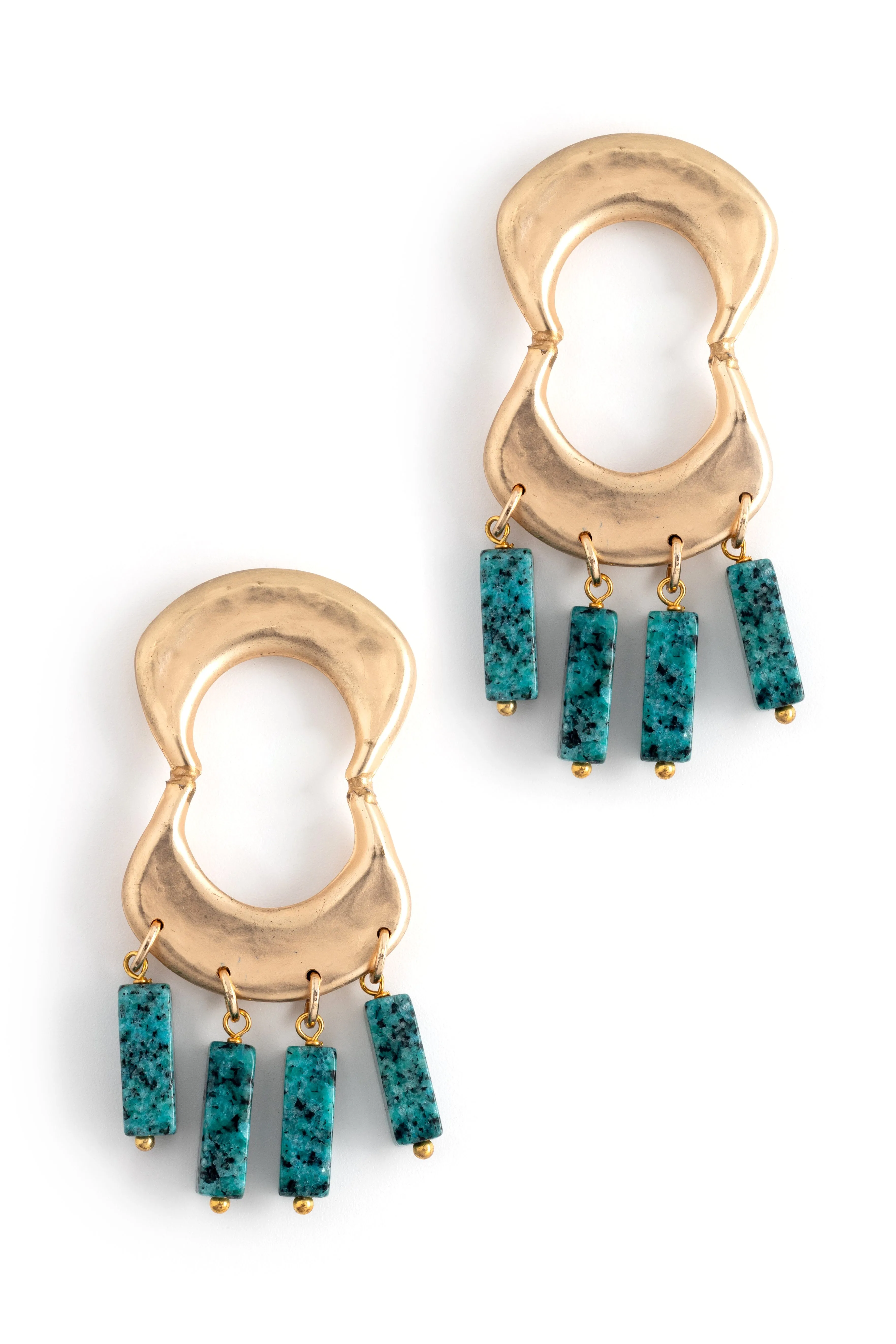 Geometric Gold Fringe Earrings