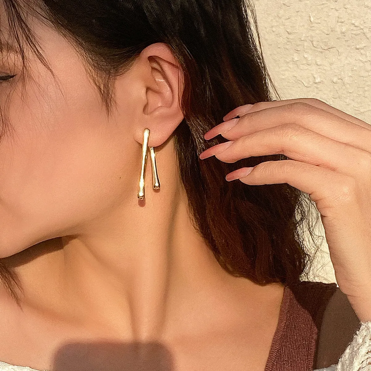 Geometric Gold Silver Plated Flow Waterdrop Earrings