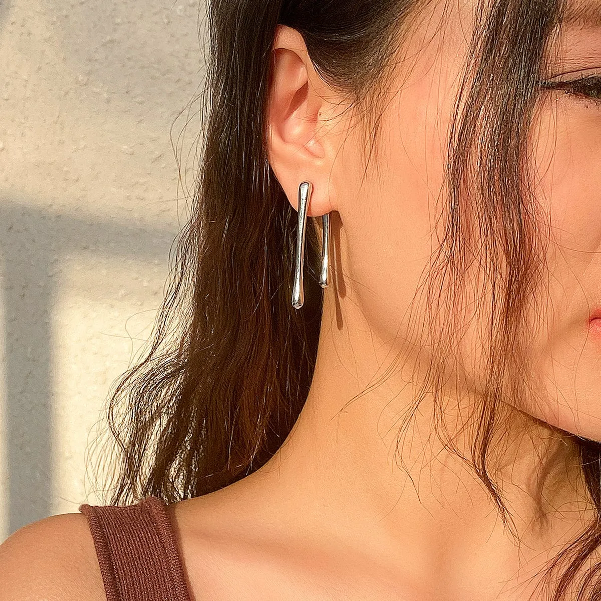 Geometric Gold Silver Plated Flow Waterdrop Earrings