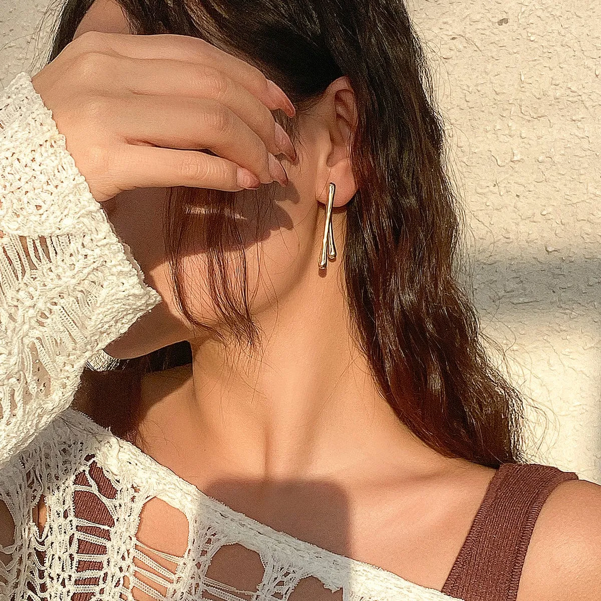 Geometric Gold Silver Plated Flow Waterdrop Earrings